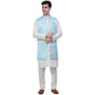Jompers Mens Solid Kurta Pyjama Set With Woven Design Waistcoat Jacket