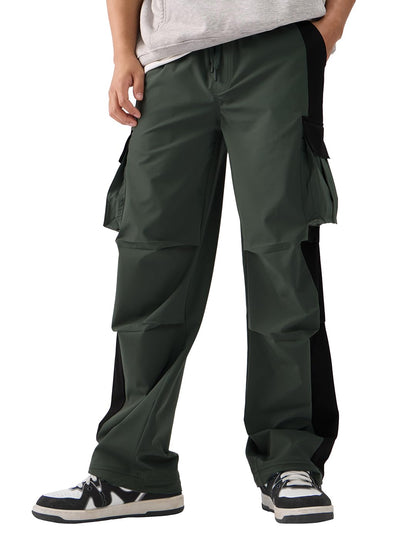 The Souled Store Parachute Pants: Riveria Men and Boys Elasticated Toggles Leg Closure Cotton Baggy Fit Parachute Pants