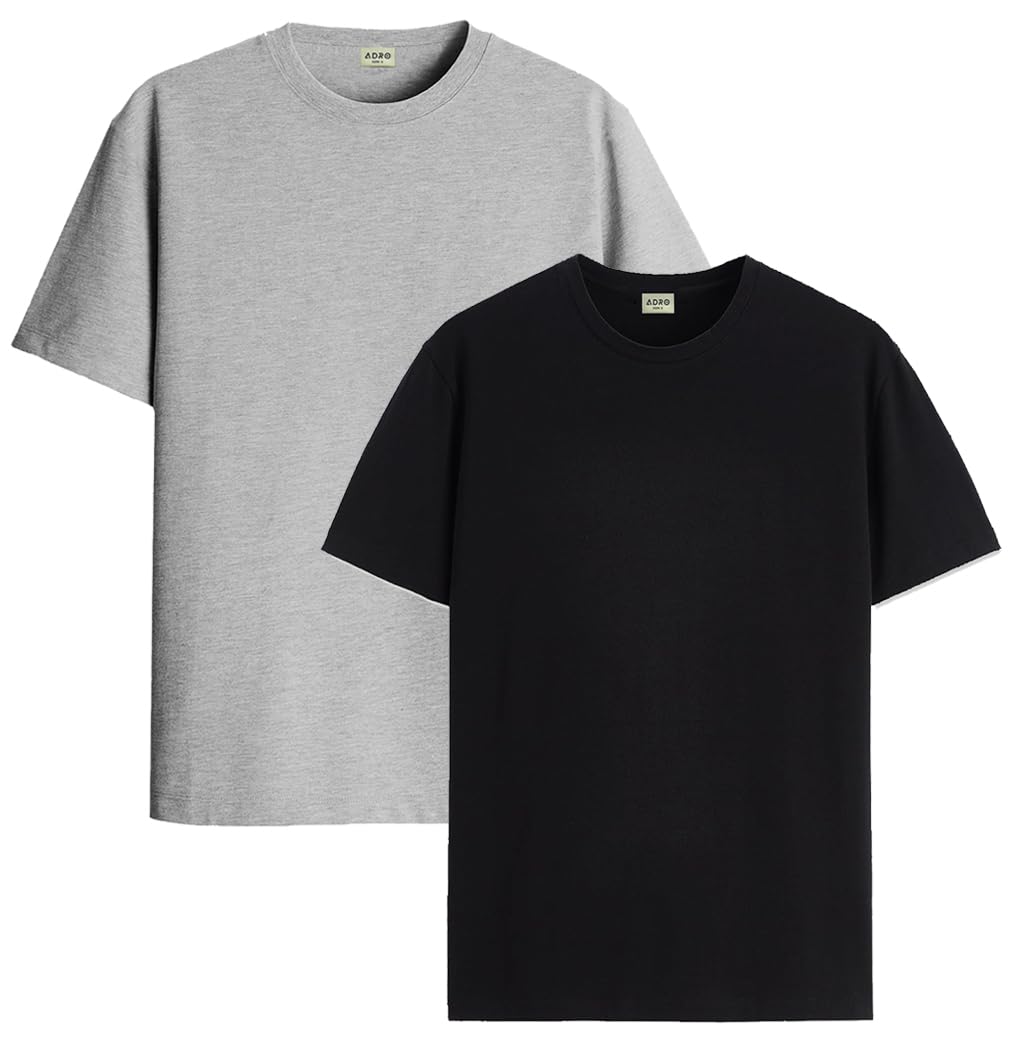 ADRO T Shirts Pack of 2 Mens Tshirts Cotton T Shirts for Men Tshirt T-Shirts Combo T Shirts Tshirts for Men Plain Solid Tshirts