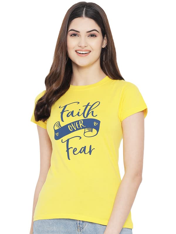 Preneum Womens Cotton Regular Fit Latest Graphic Stylish Printed Short Sleeves Casual T-Shirt || Trend & Stylish (Pack 3), Yell