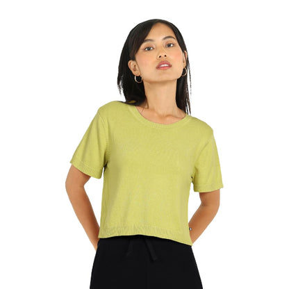 BlissClub Womens Move All Day CottonKnit Crop Top