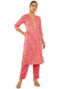 Soch Womens Pink Rayon Kurta Set with Paisley and Bandhani Print