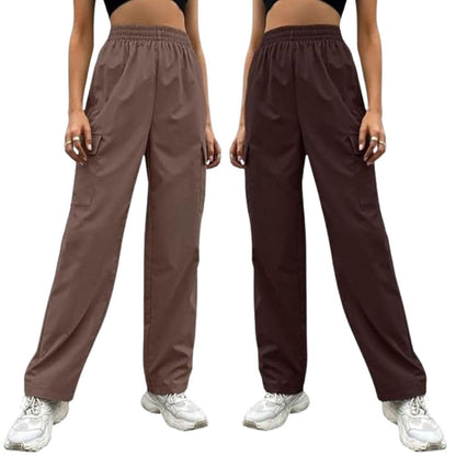 Leriya Fashion WomenS Parachute Cargo Pants  High Waist Flared Korean Trousers With Pockets | Trendy Casual Wear For Daily & Tra