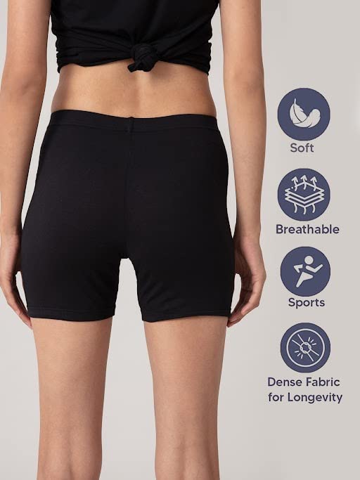 Nykd (Nyp083 Po2 Cotton Stretchable Cycling Shorts For Women | High Waist Shorties With Full Coverage & Concealed Waistband | Id