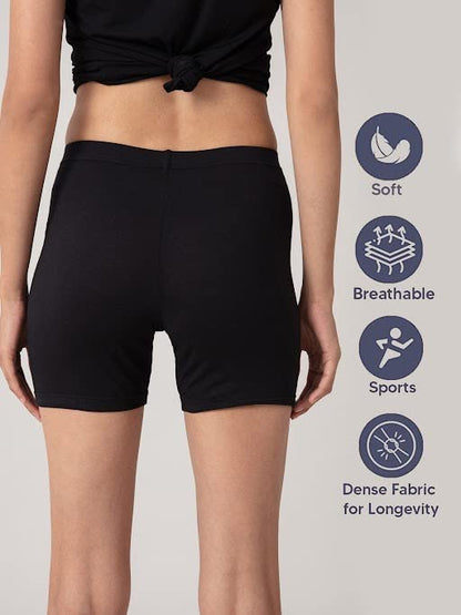 Nykd (Nyp083 Po2 Cotton Stretchable Cycling Shorts For Women | High Waist Shorties With Full Coverage & Concealed Waistband | Id