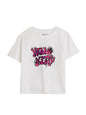 The Souled Store Hello Kitty: Musical Girls Short Sleeves Round Neck White Graphic Printed Cotton Oversized T-Shirts