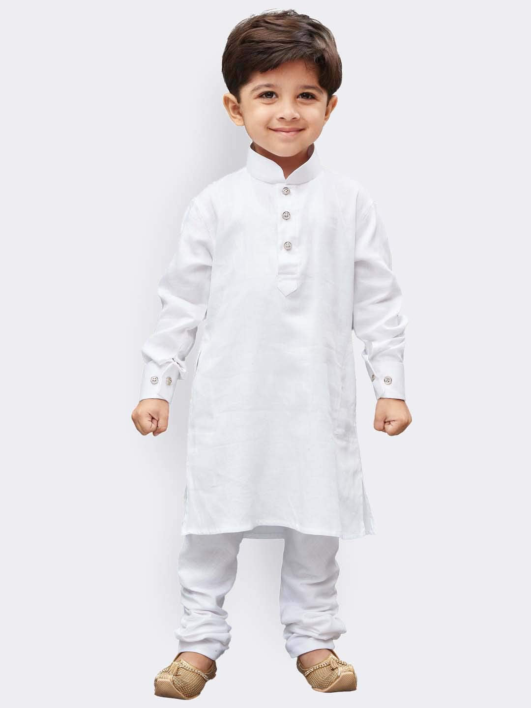Vastramay Boys Cotton White Kurta Pyjama Set - Classic Ethnic Attire For Timeless Style, Cultural Celebrations & Independence D