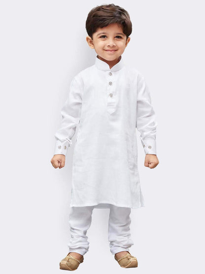 Vastramay Boys Cotton White Kurta Pyjama Set - Classic Ethnic Attire For Timeless Style, Cultural Celebrations & Independence D