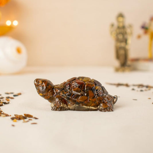 Astrotalk Tiger Eye Tortoise (Kachhua) 2.7x1 Inch | Turtle for Confidence, Protection & Stability | Tortoise for Good Luck for Home | Vastu Items for Housewarming Gift | Home Decor for Living Room