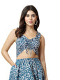 OOMPH! Sleeveless Smocked Crop Top, Blue, mt850
