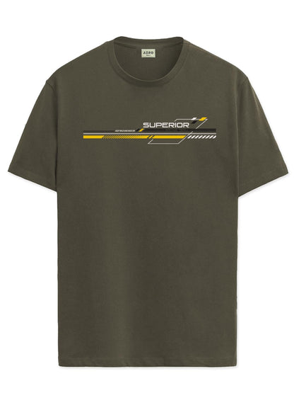ADRO Men's Graphic Printed 100% Cotton T-Shirt - Regular Fit, Printed T-Shirts for Men (RN24-RAC-OL_Olive)