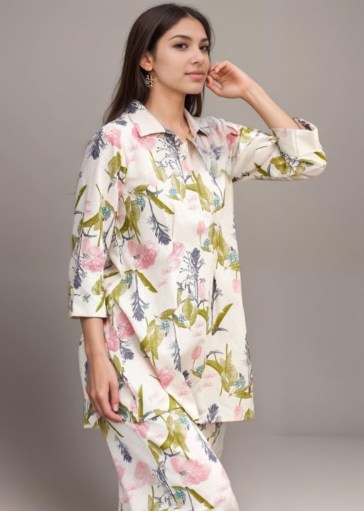 Shienzy Stylish Printed Cotton Blend Co Ord Set For Women || Casual & Festive Indo-Western Outfit || Kurta Pant Set (1592Shz_Ofw