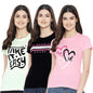Preneum Womens Cotton Regular Fit Latest Graphic Stylish Printed Short Sleeves Casual T-Shirt || Trendy & Styling (Pack 3), Gre