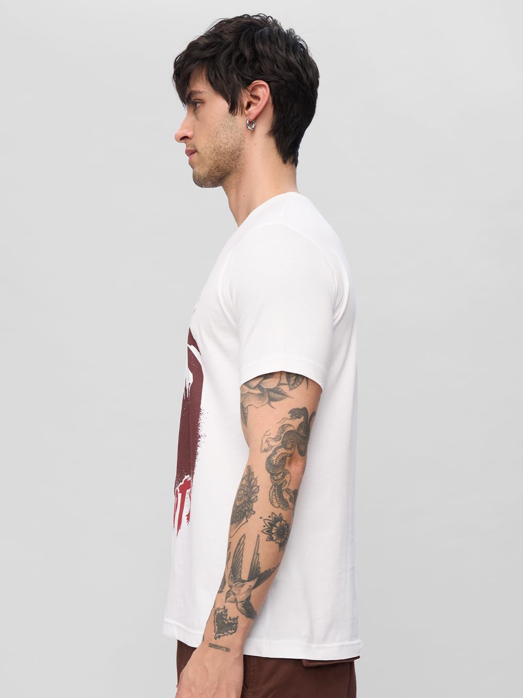 The Souled Store The Lion King: Scar Men and Boys Short Sleeves Round Neck White Graphic Printed Regular Fit Cotton T-Shirts