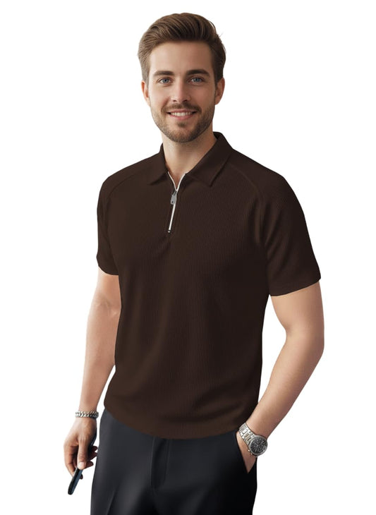Greciilooks Regular Fit T-Shirt For Men (Gl-M.T Mt1230_Dark Brown