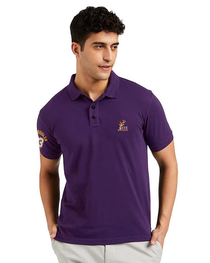 Eyebogler Regular Fit Mens Polo Neck Half Sleeve Soild Casual Tshirt Imperial Blue