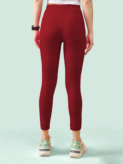 Lyra Premium Cotton Lycra High Waist Ankle Leggings For Women
