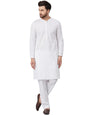 See Designs Men White Chikankari Embroidered Woven Design Straight Kurta