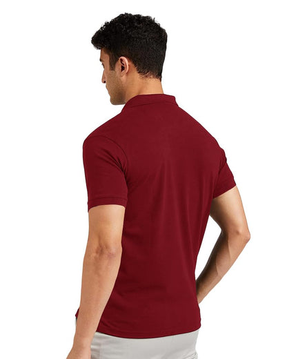 Eyebogler Regular Fit Mens Polo Neck Half Sleeve Soild Casual Tshirt Wine Red