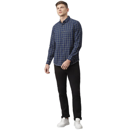 Thomas Scott Checkered 100% Cotton with Spread Collar Casual Shirts for Mens