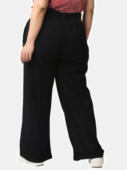 High Star Women Black Straight Solid Regular Plus Size Palazzo (38)