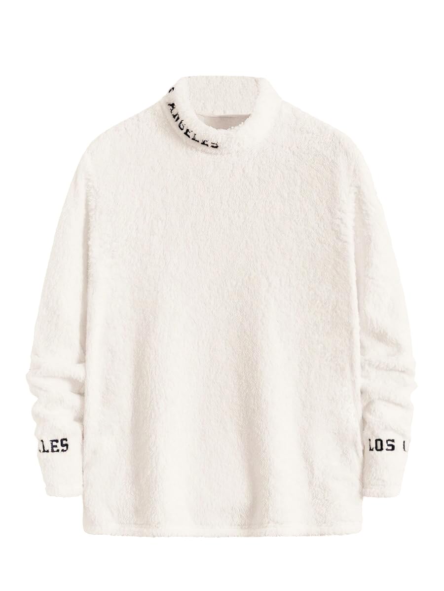 Tagas Womens Fleece Winter Sweatshirt  Cozy High Neck Pullover with Los Angeles Embroidery | Soft Warm Casual Wear for Men & Wom