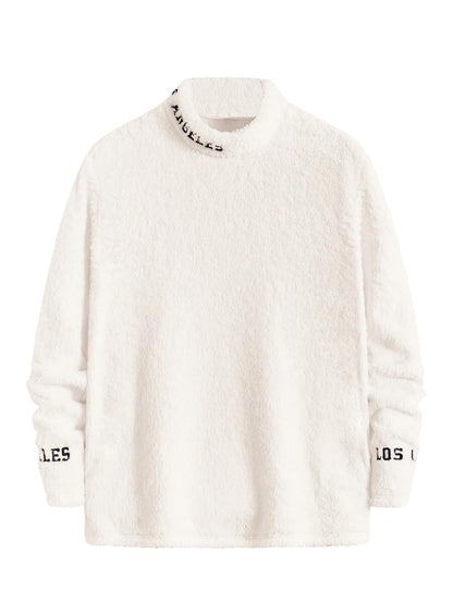 Tagas Womens Fleece Winter Sweatshirt  Cozy High Neck Pullover with Los Angeles Embroidery | Soft Warm Casual Wear for Men & Wom