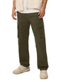 The Souled Store Solids: Olive Green Blue Men and Boys Camo Print Regular Fit 100% Cotton Cargo Pants - Lightweight Hiking Jogge