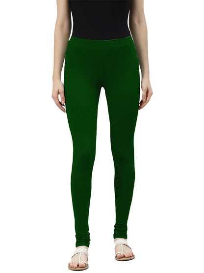 Lyra Premium Viscose Full Length Churidar Leggings For Women Bottle Green
