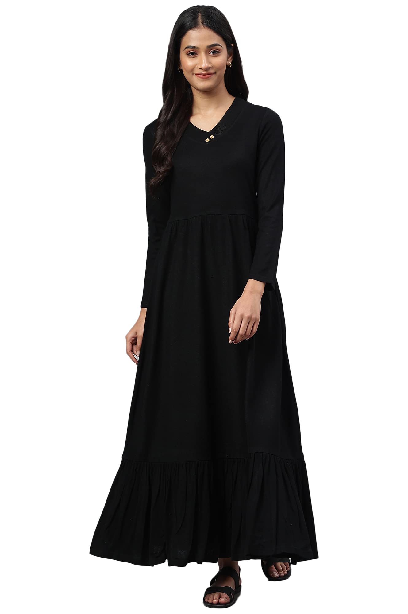 Black Acrylic Plus Size Winter Dress