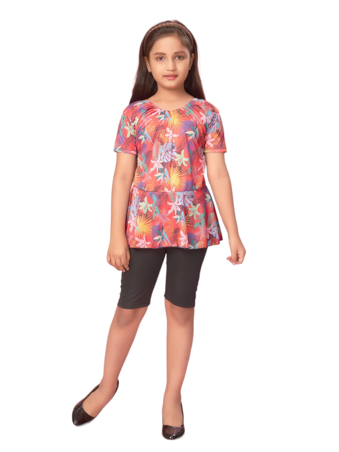 Aarika Girl's Contemporary One Piece Swimsuit (New_Sonata-Digital-Printed_Red-Black