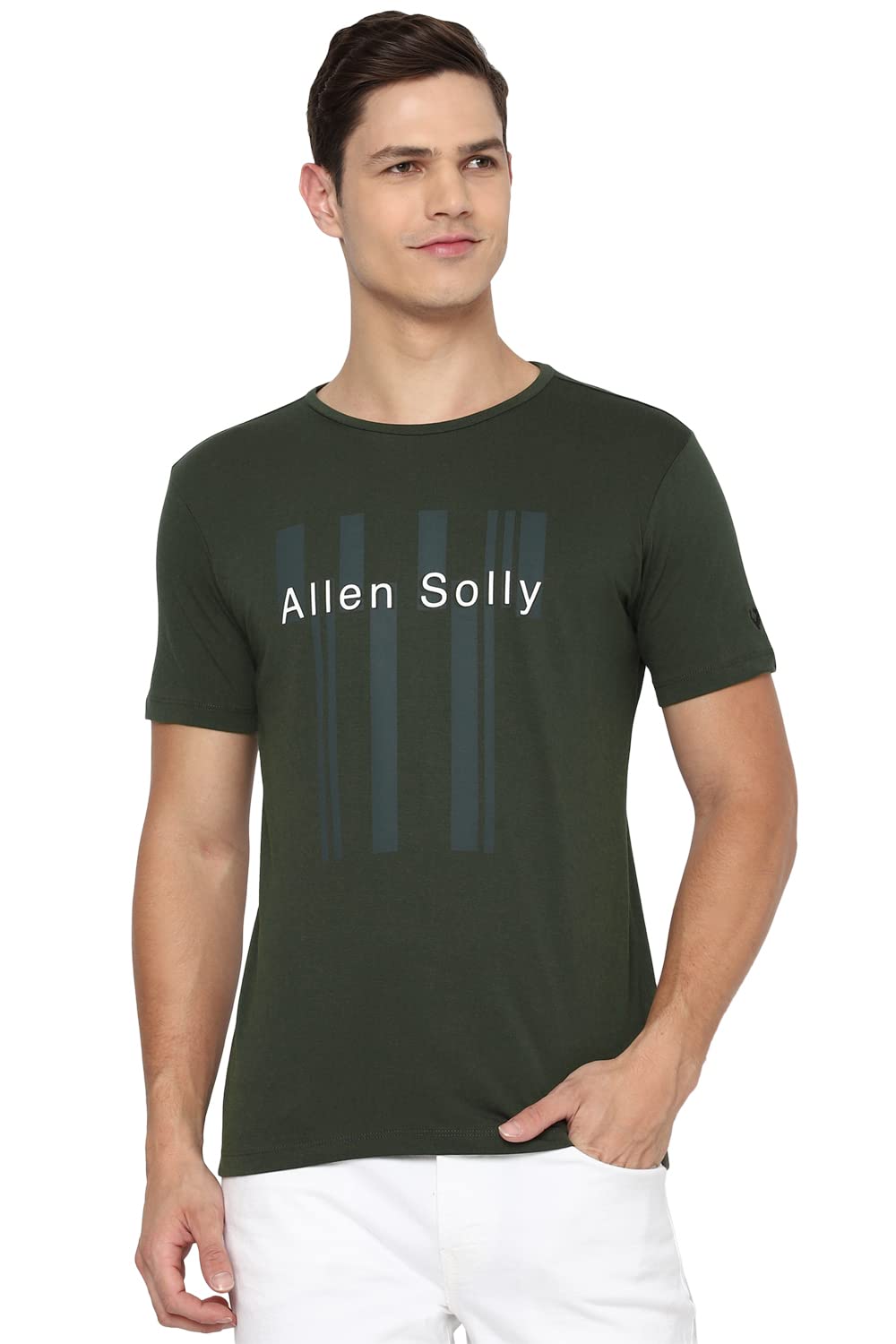 Allen Solly Men Slim Fit Casual Cotton Crew Neck T-Shirt