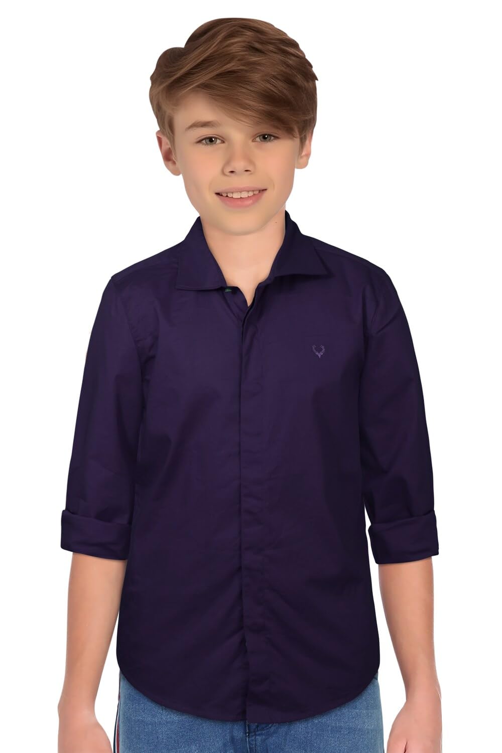 Allen Solly Boys Slim Fit Solid Casual Cotton Polyester Shirt