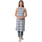 Aurelia Women's Cotton Regular Fit Solid Regular Ghimgham and Dobby Sleeveless Kurta