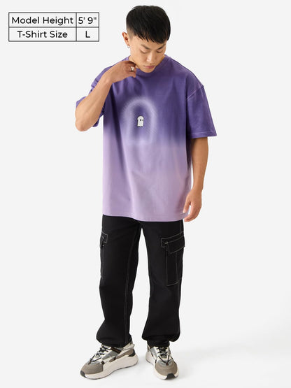 The Souled Store Mr. Soul Men and Boys Short Sleeve Round Neck Purple Graphic Printed Cotton Oversized T-Shirts