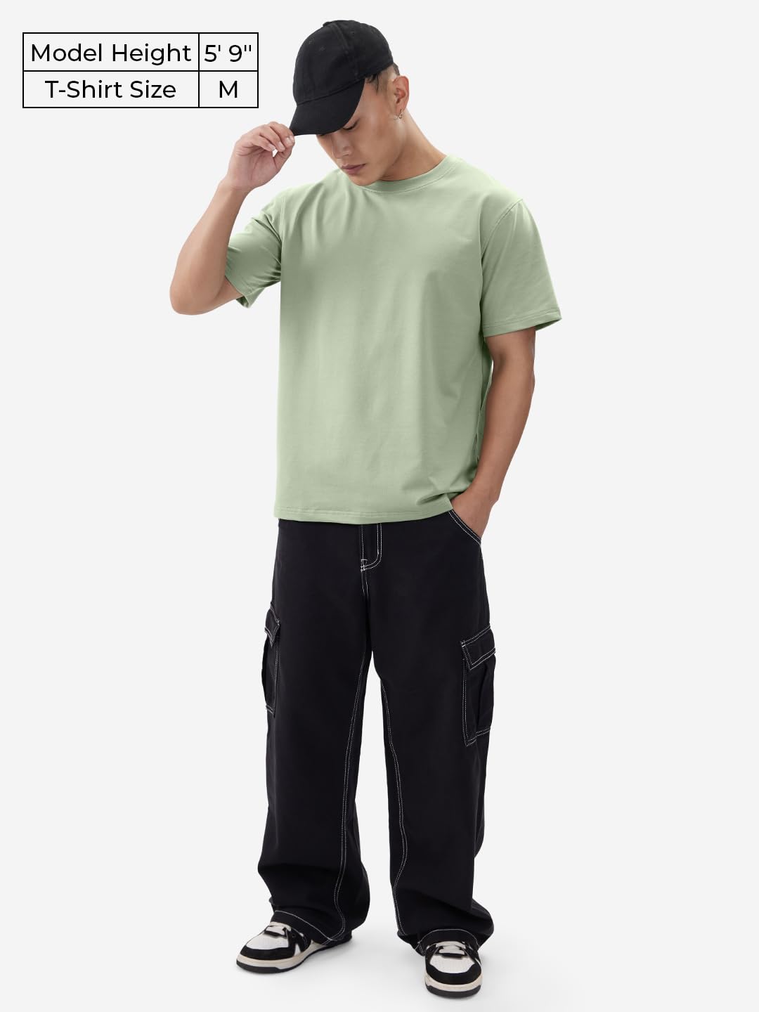 The Souled Store Solids: Serene Green Men and Boys Short Sleeves Round Neck Regular Fit Cotton Blend T-Shirts