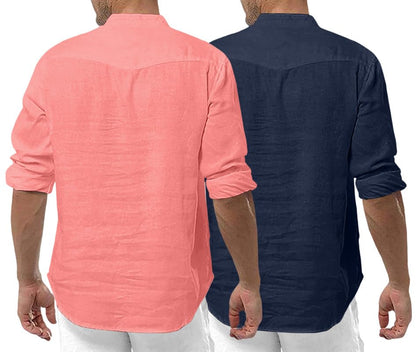 Royalscout MenS Cotton Polyester Blend Solid Regular Fit Full Sleeve Short Kurta | Ethnic, Lightweight Summer Kurta For Daily &