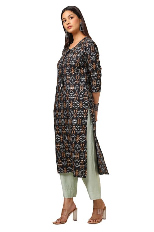 Soch Womens Black Rayon Ethnic Motifs Kurta