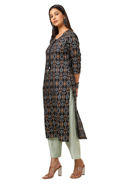 Soch Womens Black Rayon Ethnic Motifs Kurta