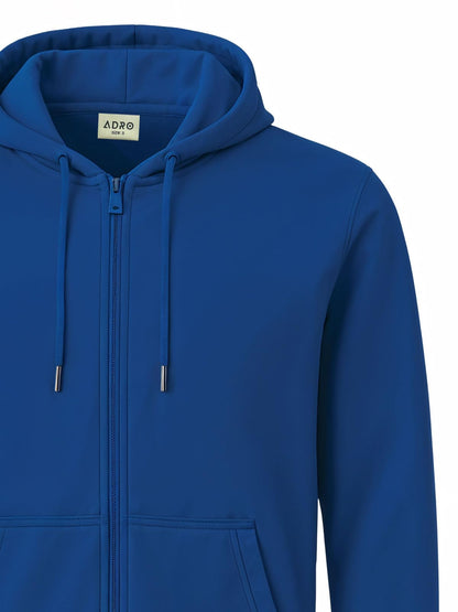 ADRO Men's Cotton Neck Hooded Sweatshirt (ZHH-24-PLN-RB_Royal Blue