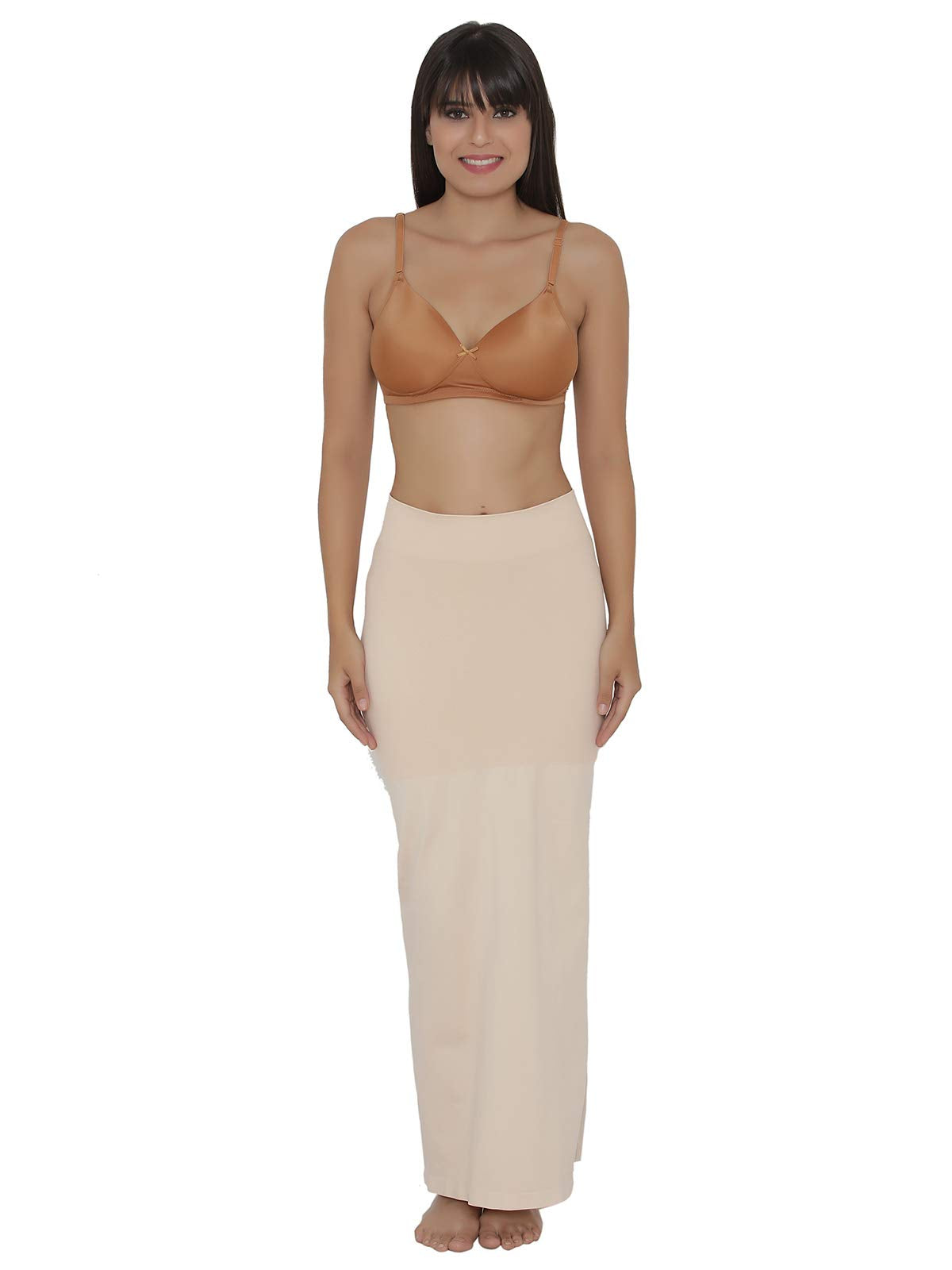 Clovia Womens Petticoat Style Saree Shapewear with Side Slit (SW0023P24_Skin_L)