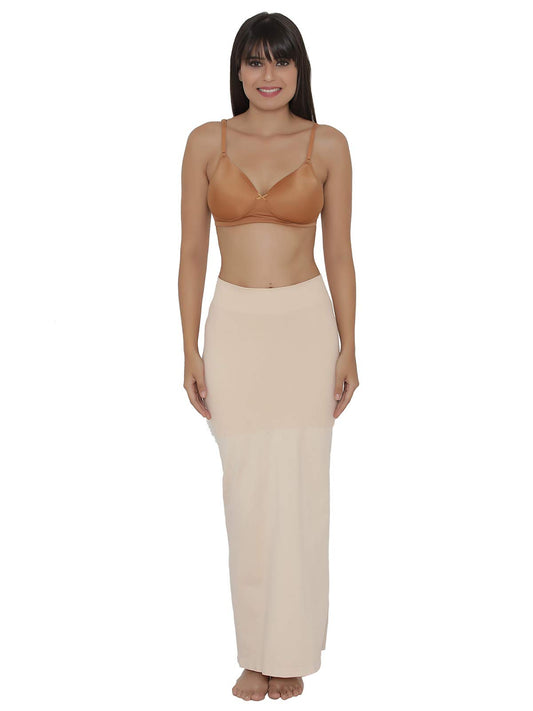Clovia Womens Petticoat Style Saree Shapewear with Side Slit (SW0023P24_Skin_L)