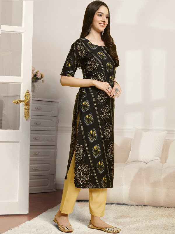 Pinkmint Kurta & Pant Set Ll Printed Kurti Ll Combo Kurta Set Ll (Pack Of 2) Black-Blue