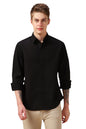 Dennis Lingo Men Black Solid Polyester Regular Fit Full Sleeve Shirts