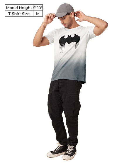 The Souled Store|Official Batman: Logo (Drip) Mens and Boys T-Shirts| Regular fit Graphic Printed| 100% Cotton White and Black C
