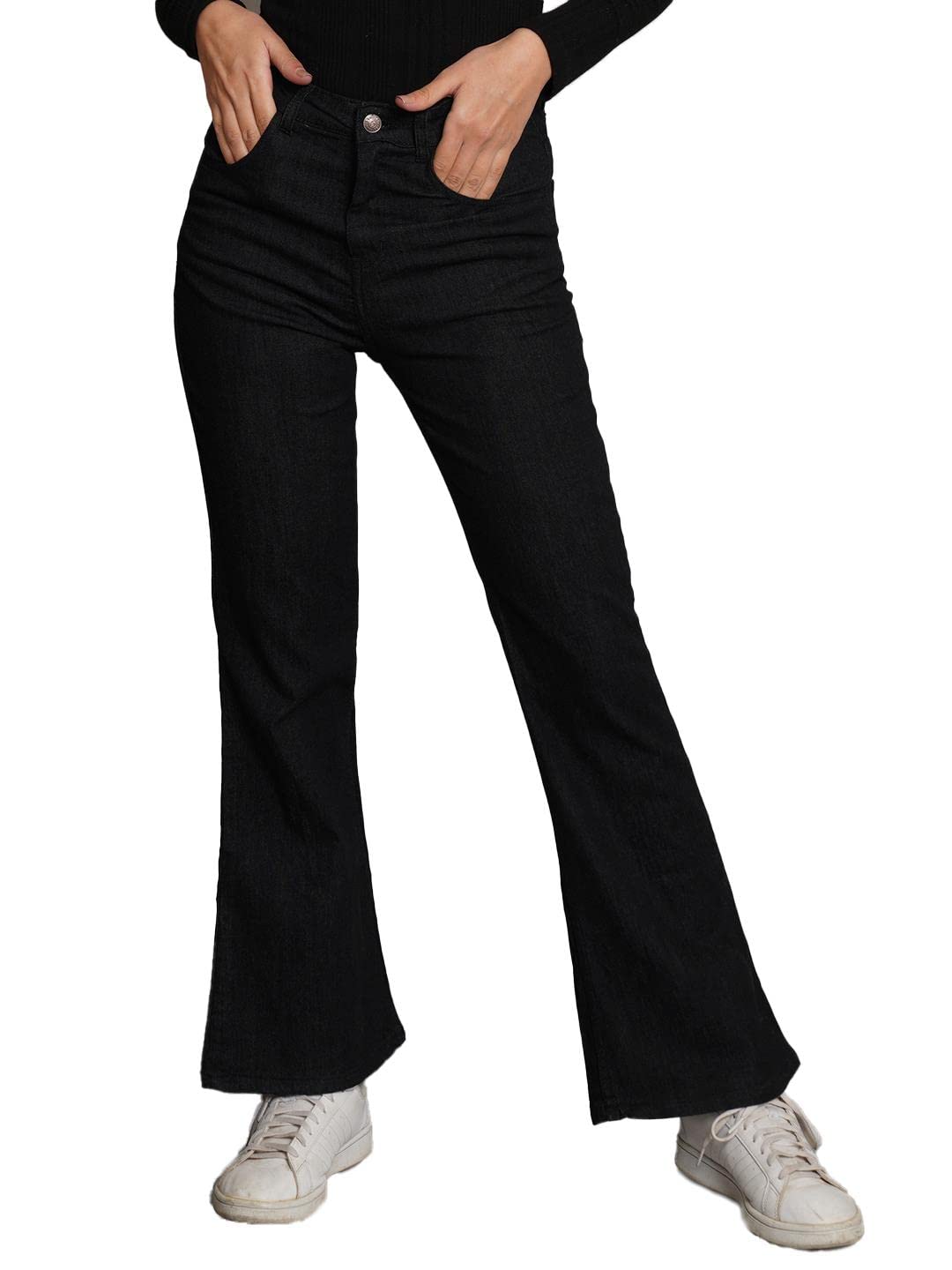Kotty Womens Cotton Lycra Blend Bootleg Fit High Rise Jeans