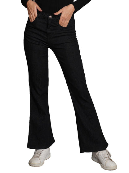 Kotty Womens Cotton Lycra Blend Bootleg Fit High Rise Jeans