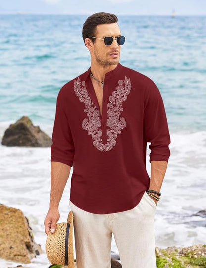 Finivo Fashion MenS Cotton Blend Short Kurta With Full Sleeves And Ethnic Neck Design | Casual Crinkle Texture Kurta With Mandar