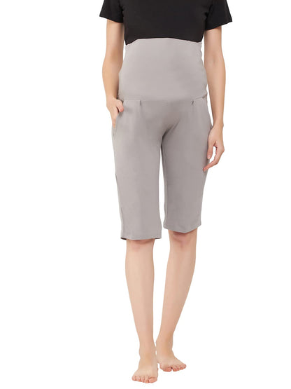 Clovia Womens Cotton Chic Basic Maternity Shorts (LB0210P01_Grey_S)
