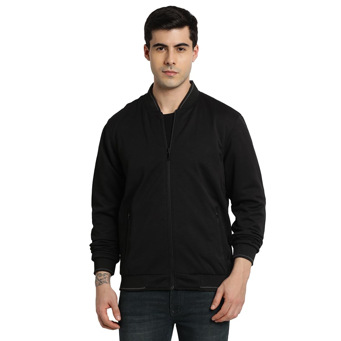 Turtle Men Black/Grey Solid Full Sleeve Nylon Reversible Windcheater Jacket